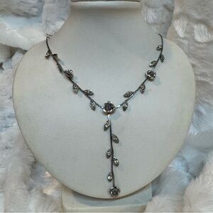 Silver Floral Drop Necklace